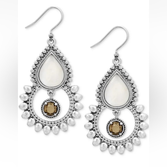Lucky Brand Jewelry - Lucky Brand silver tone stone drop statement earrings NWT.